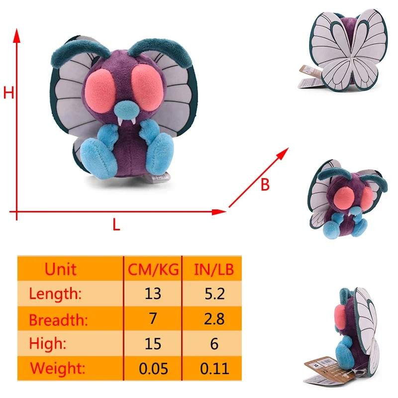 Peluche Pokémon Smettbo Butterfree de différentes formes et tailles