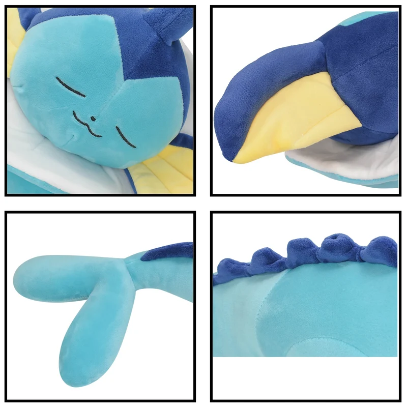 Adorable peluche Pokémon Aquana Vaporeon endormie (env. 65 cm)
