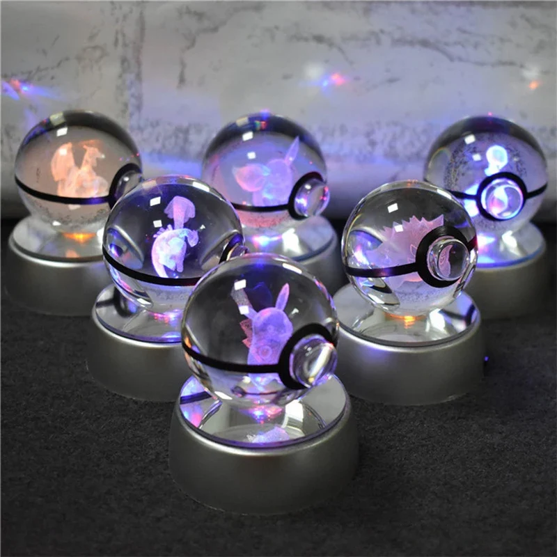 Pokémon 3D Krystal Ball Pikachu Gengar Mew Mewtwo etc.