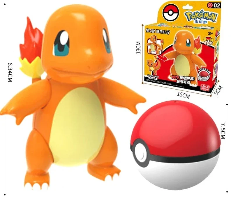 Jouet Pokeball avec figurine (Gengar, Pikachu, Charmander, Bulbasaur, Squirtle, Enton, Mew, Eevee etc.)