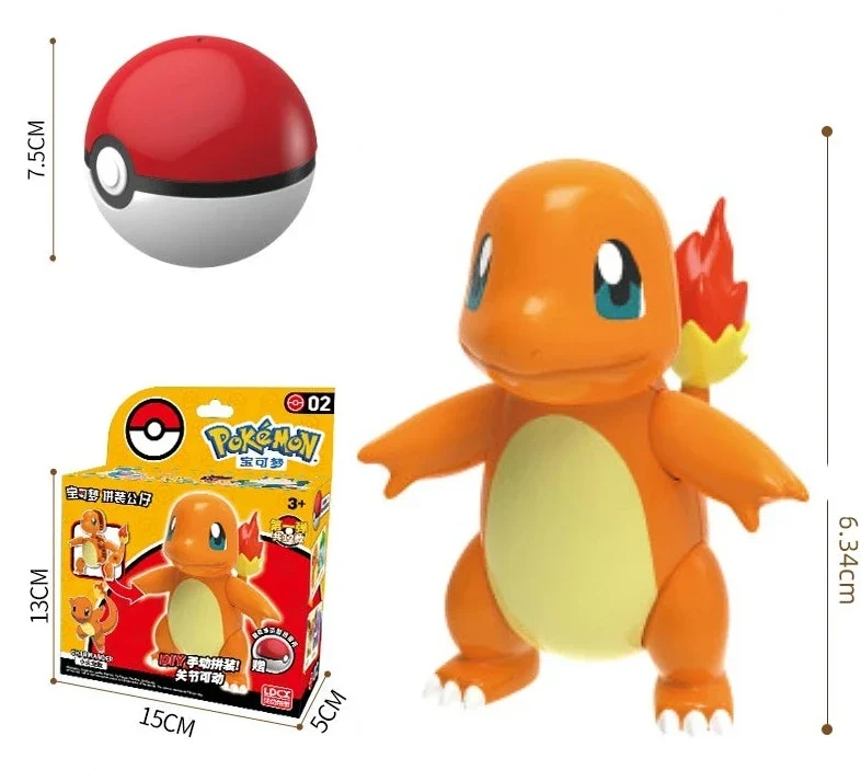 Jouet Pokeball avec figurine (Gengar, Pikachu, Charmander, Bulbasaur, Squirtle, Enton, Mew, Eevee etc.)