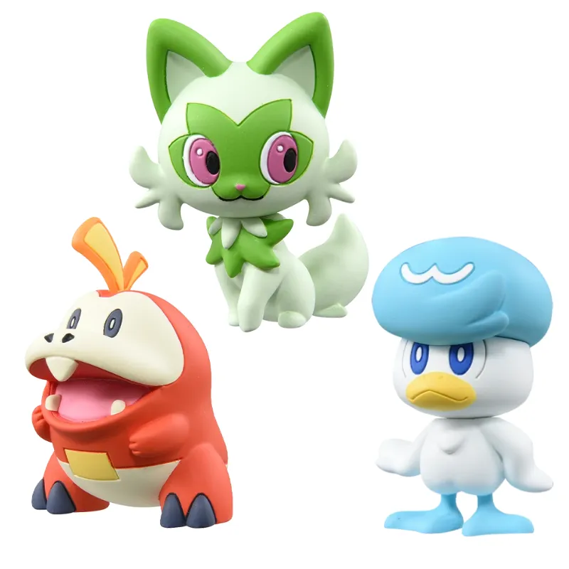 Figurines Pokémon Carmin et Violet - Felori, Kwaks, Krokel environ 4-5cm