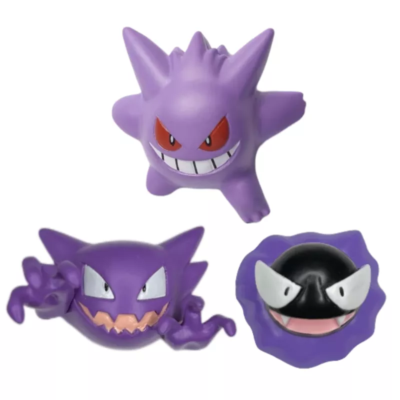 Figurines Pokémon type fantôme - Gengar, Nebulak, Haunter, Zwirrlicht, Traunfugil environ 4 cm
