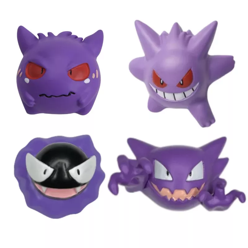 Figurines Pokémon type fantôme - Gengar, Nebulak, Haunter, Zwirrlicht, Traunfugil environ 4 cm