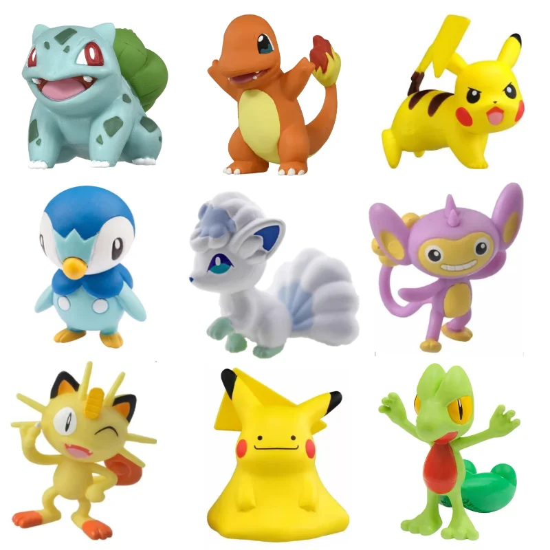 Tomy WCT Figurines Pokémon Pikachu Tiplouf Vulpix Miaouss Cubone Marshadow Axew Keldeo environ 4 cm