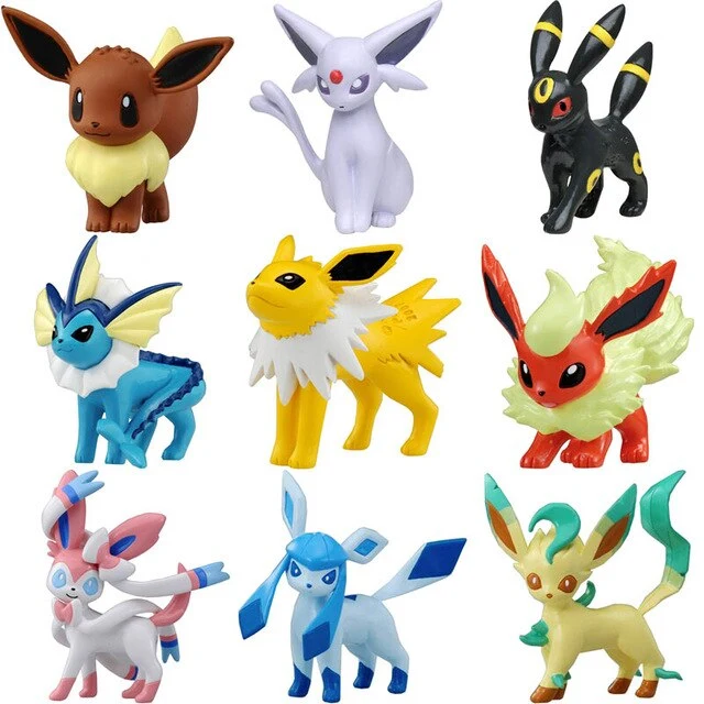 Ensemble de figurines Eevee Vaporeon Jolteon Flareon Espeon Umbreon Leafeon Glaceon