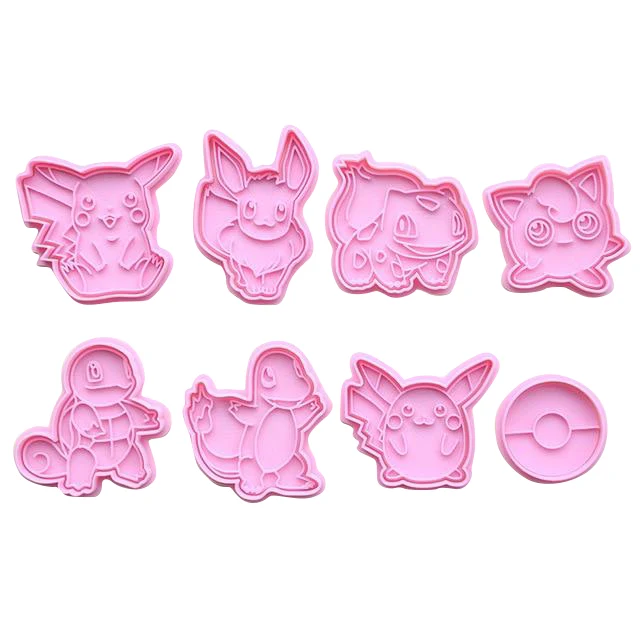 Moules à biscuits Pokemon par lot de 8 (Pikachu, Eevee, Jigglypuff etc.)