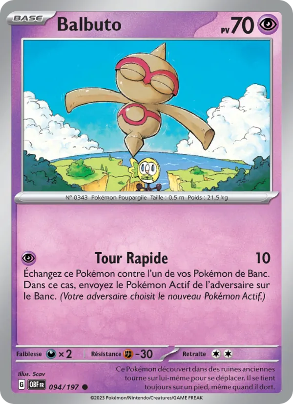 Balbuto 94/197 — EV03 – Flammes Obsidiennes — Carte Pokémon française