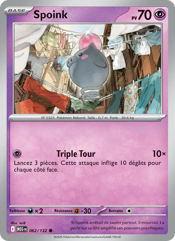 Spoink 62/132 — ME01 — Méga-Évolution — Carte Pokémon française