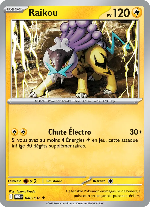 Raikou 48/132 — ME01 — Méga-Évolution — Carte Pokémon française