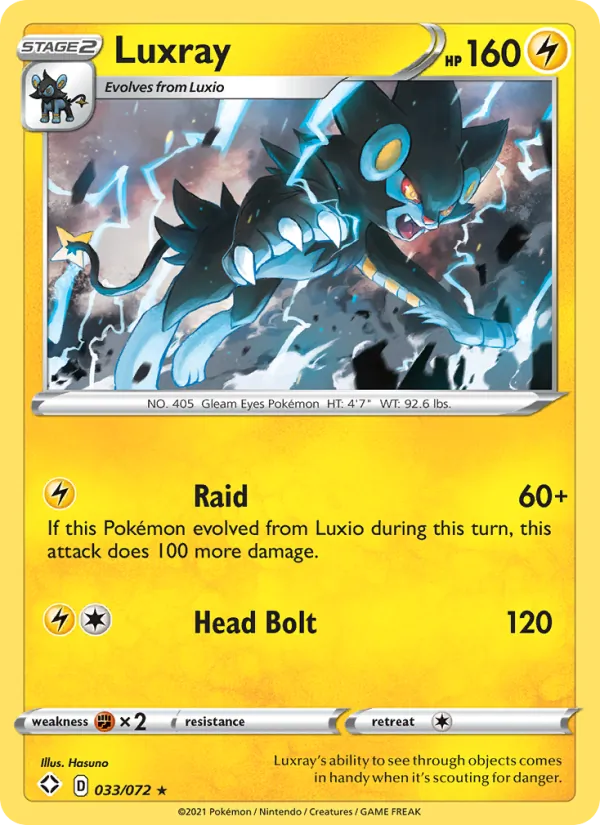 Luxray 33/72 — SWSH4.5 – Shining Fates — Carte Pokémon anglaise