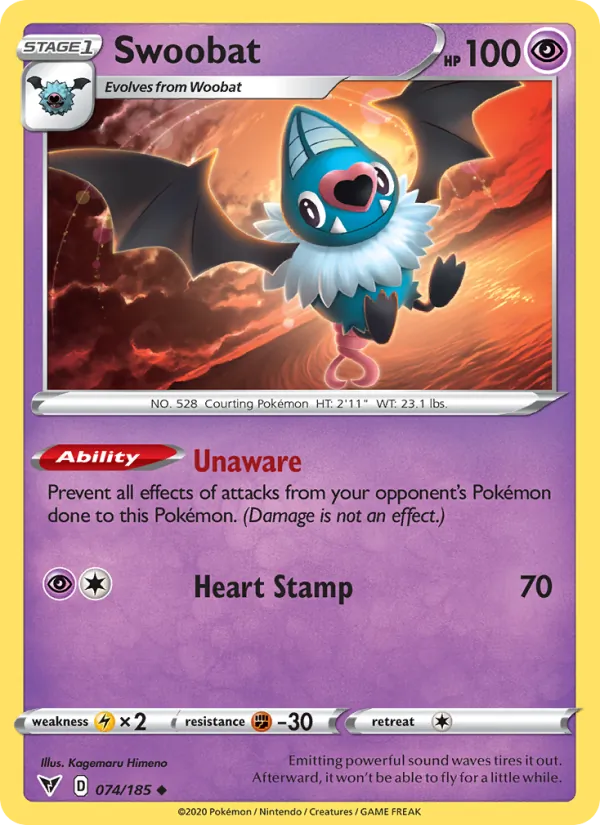 Rhinolove 74/185 — SWSH4 – Vivid Voltage — Carte Pokémon anglaise