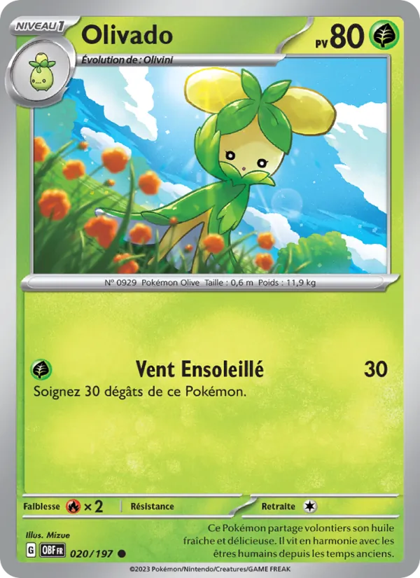 Olivado 20/197 — EV03 – Flammes Obsidiennes — Carte Pokémon française