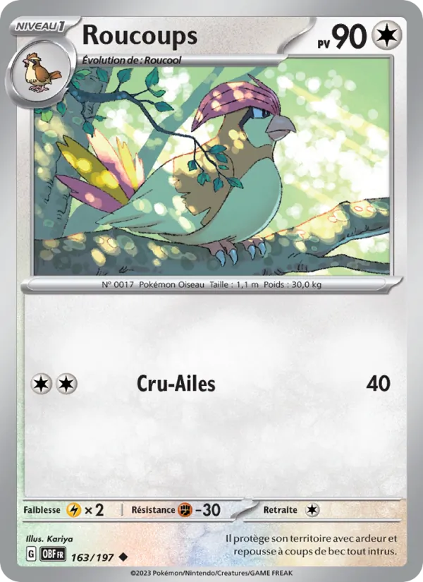 Roucoups 163/197 — EV03 – Flammes Obsidiennes — Carte Pokémon française