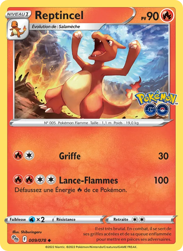 Reptincel 9/78 — EB10.5 Pokemon GO — Carte Pokémon française