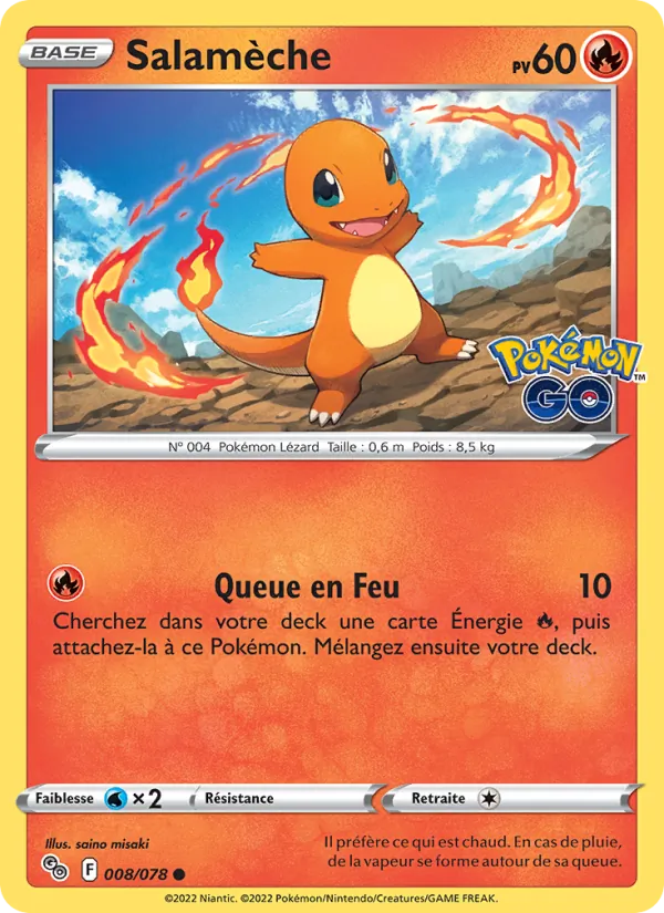 Salamèche 8/78 — EB10.5 Pokemon GO — Carte Pokémon française
