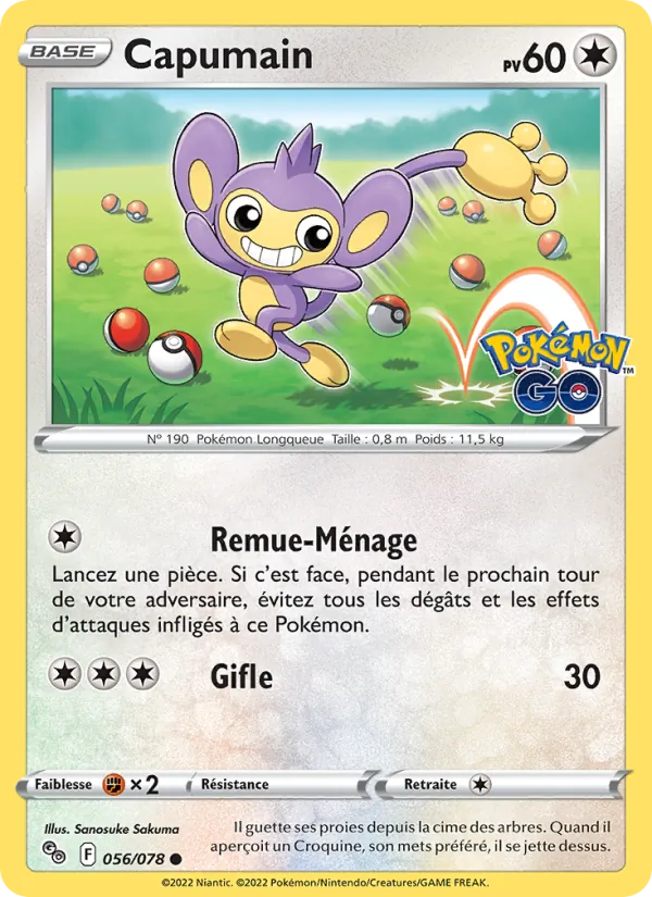 Capumain 56/78 — EB10.5 Pokemon GO — Carte Pokémon française
