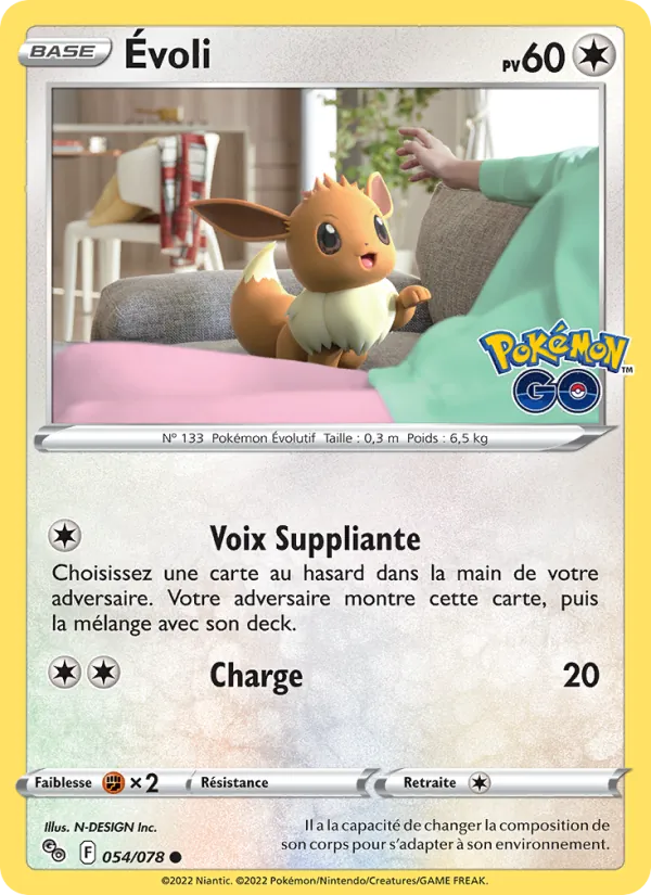 Évoli 54/78 — EB10.5 Pokemon GO — Carte Pokémon française