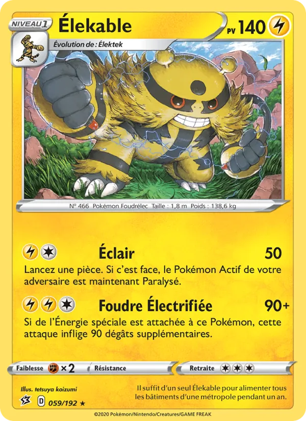 Élekable 59/192 — EB02 – Clash des Rebelles — Carte Pokémon française