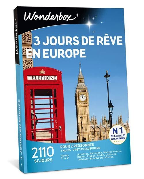 Coffret cadeau Wonderbox 3 jours de rêve en Europe