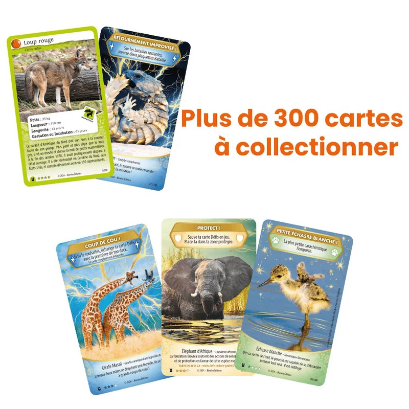 Jeu de cartes à collectionner défis nature protect - album de classement - couverture girafe réticulée - fabriqué en france multicolore
