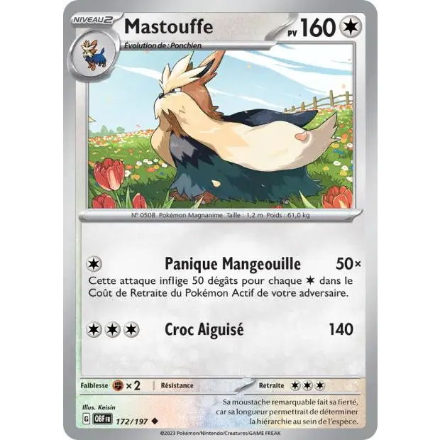 Peu commune - Pokemon - Flammes Obsidiennes - Mastouffe 172/197