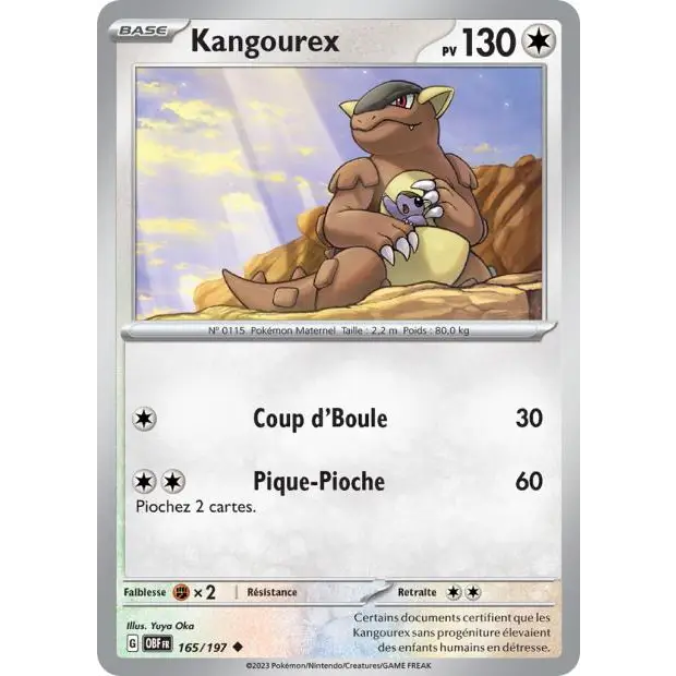 Peu commune - Pokemon - Flammes Obsidiennes - Kangourex 165/197