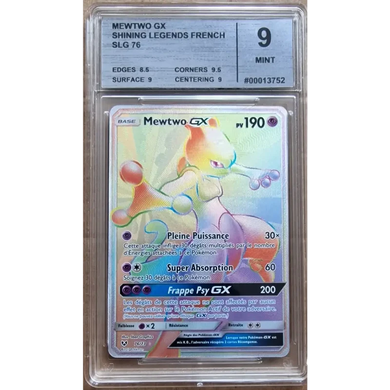 Carte Gradé 9 - Mewtwo GX (SLG 76) Légendes Brillantes - FR