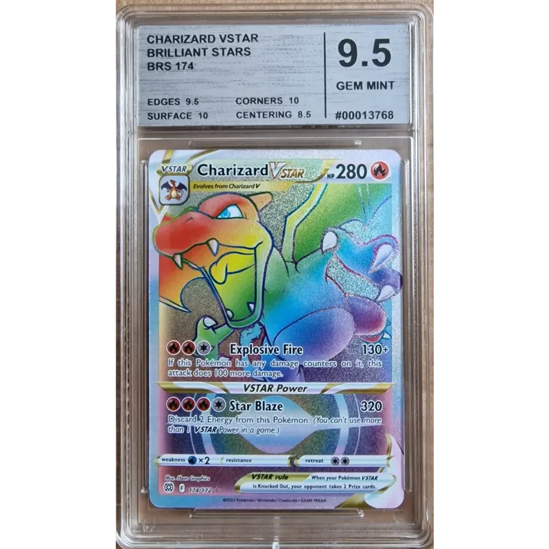 Carte Gradé 9 - Dracaufeu VSTAR (BRS 174) Stars Étincelantes - Charizard VSTAR - Anglaise