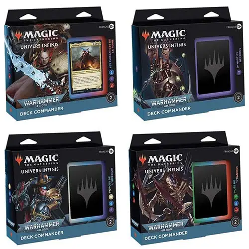 Lot de 4 Decks Commander Univers Infinis - Warhammer 40K différents