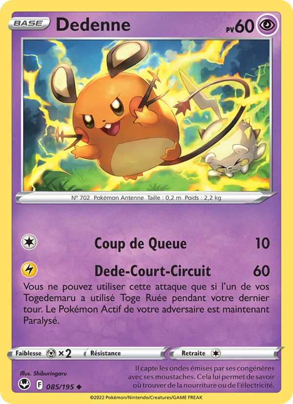 Dedenne 85/195 — EB12 – Tempête Argentée — Carte Pokémon française