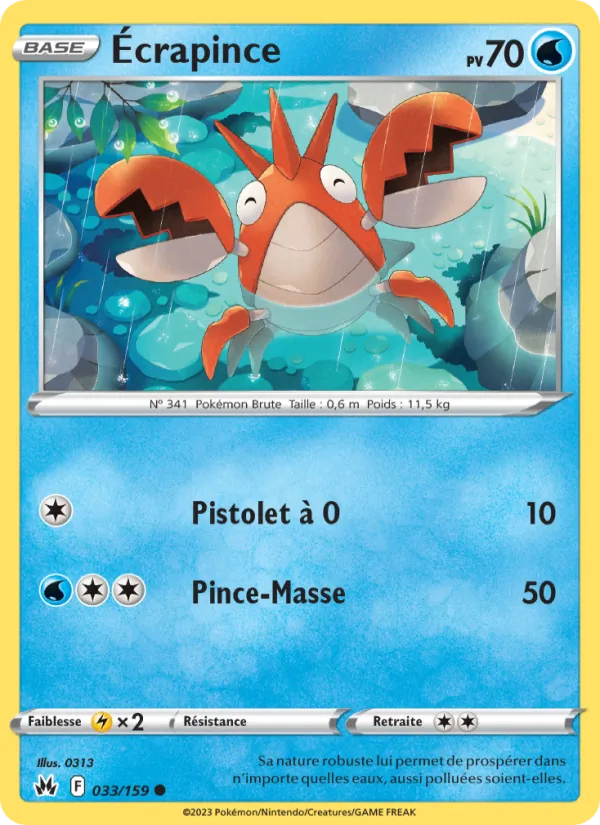 Écrapince 33/159 — EB12.5 – Zénith Suprême — Carte Pokémon française