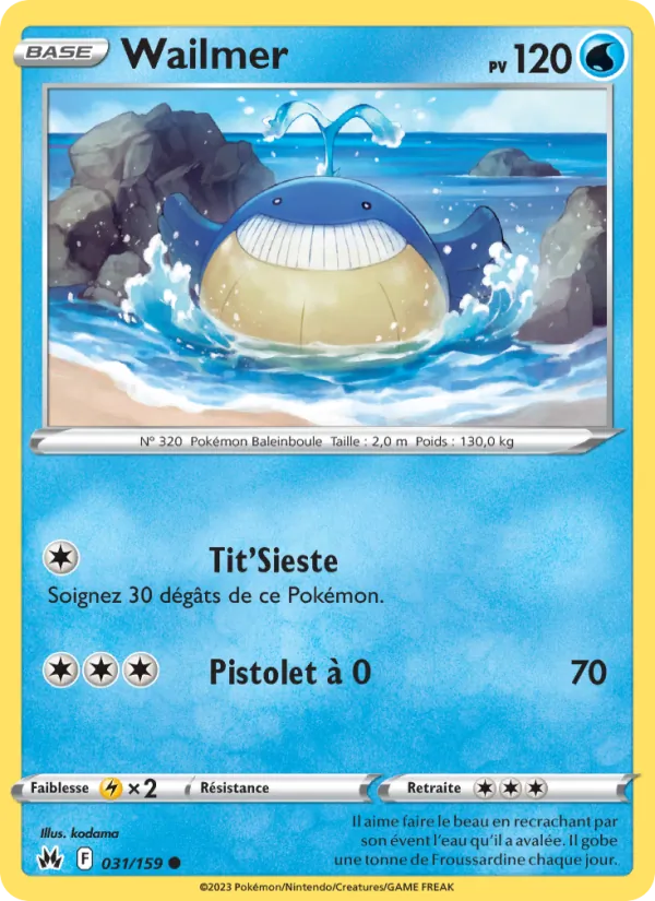 Wailmer 31/159 — EB12.5 – Zénith Suprême — Carte Pokémon française