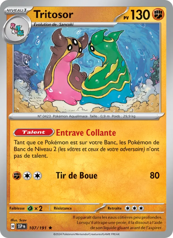Tritosor 107/191 — EV08 – Étincelles Déferlantes — Carte Pokémon française