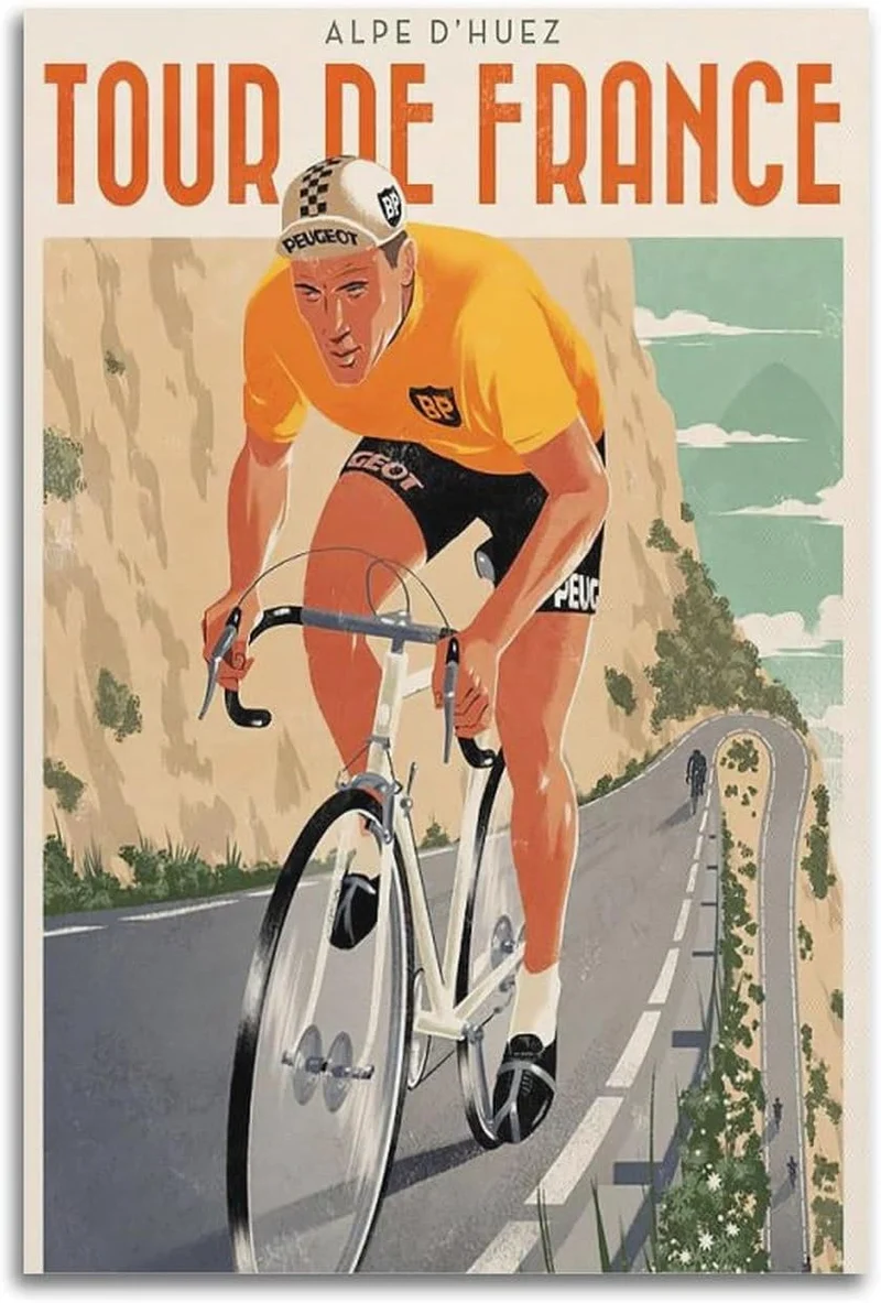Poster décoratif sur toile rétro Tour de France - course de vélo 30x45 cm