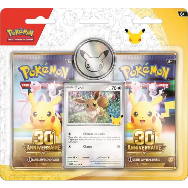 Pack Promotionnel Pokémon 30e Anniversaire Évoli – 2 Boosters – Français