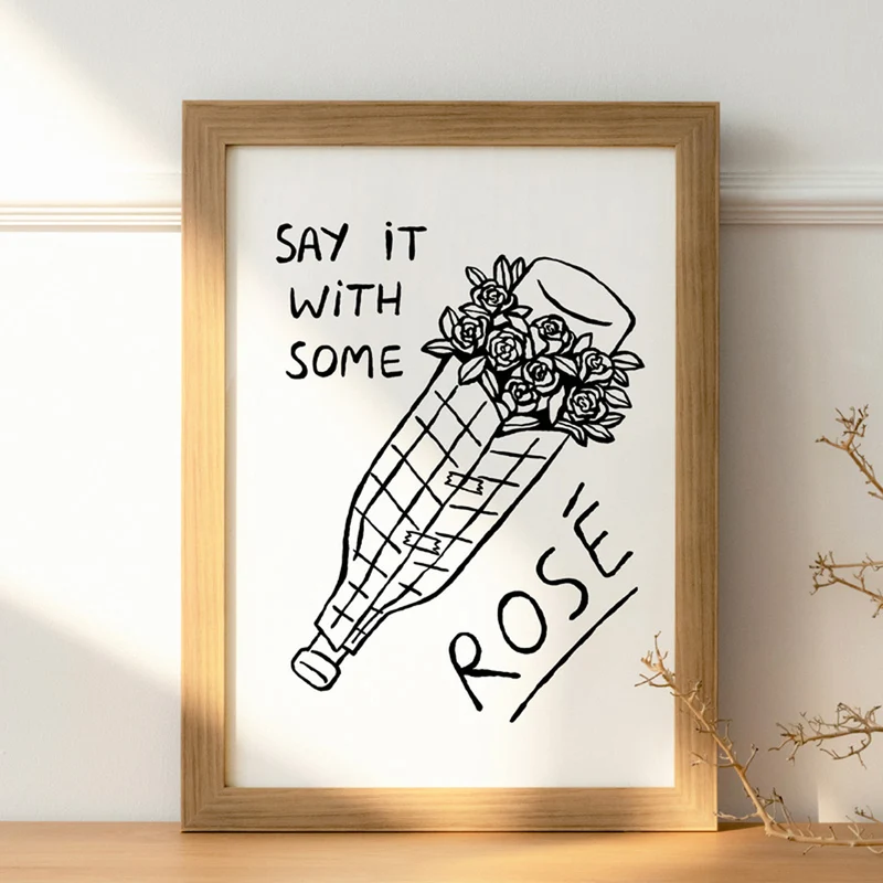 Affiches illustrées rosé / champagne Affiches & chips