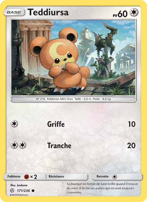 Teddiursa 171/236 — SL12 – Éclipse Cosmique — Carte Pokémon française