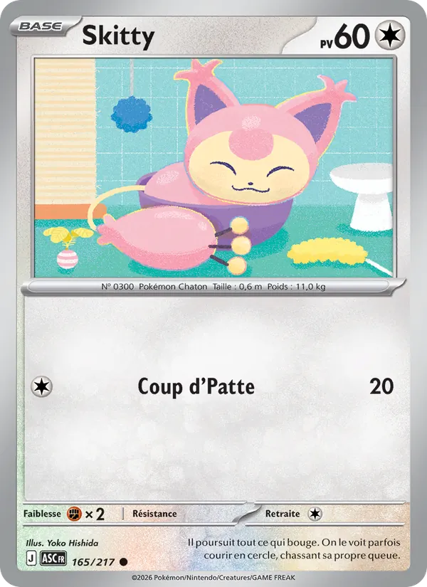 Skitty 165/217 — ME02.5 – Héros Transcendants — Carte Pokémon française