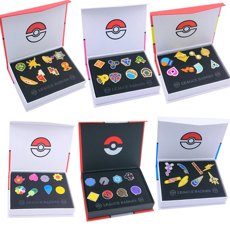 Badges Pokemon Gym Kanto, Johto, Hoenn, Sinnoh, Unova, Kalos (6 variantes)