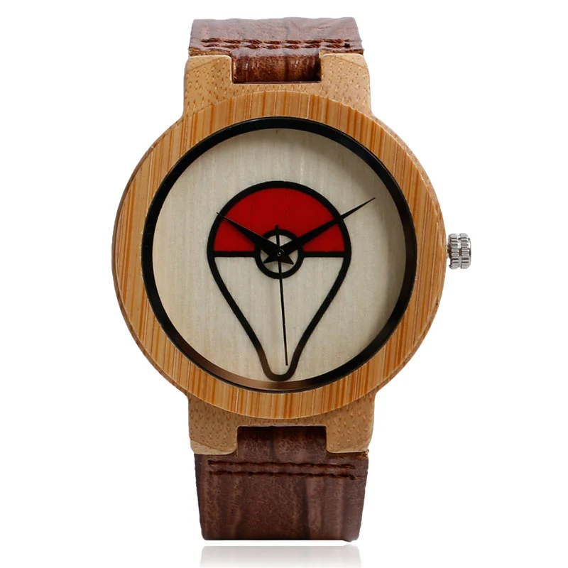 Montre-bracelet en bois de bambou Pokeball Pokemon