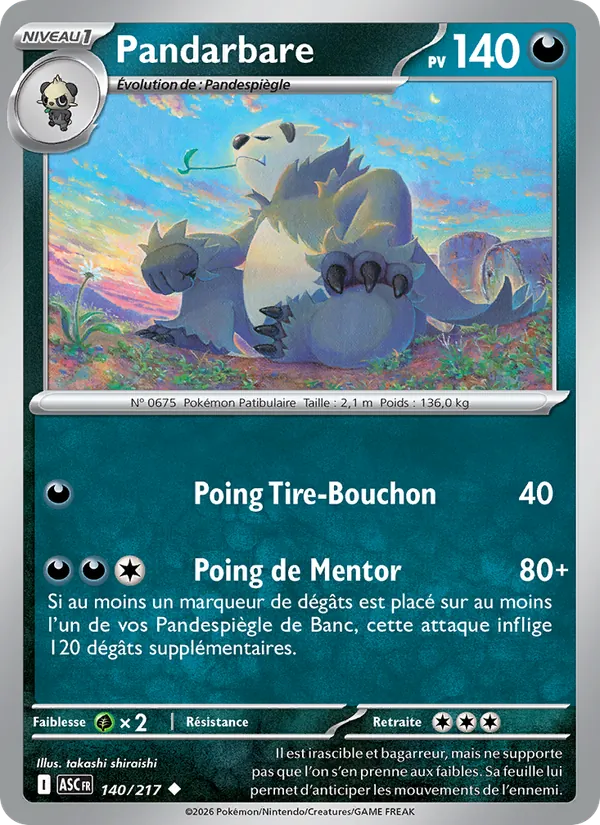 Pandarbare 140/217 — ME02.5 – Héros Transcendants — Carte Pokémon française