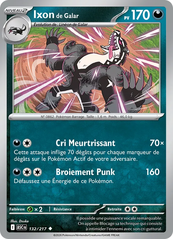 Ixon de Galar 132/217 — ME02.5 – Héros Transcendants — Carte Pokémon française