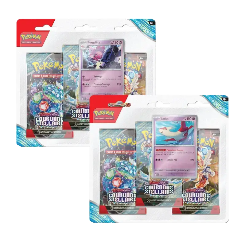 Tripack Pokémon Couronne Stellaire EV 7 Latias et Forgelina (Modèle aléatoire) FR