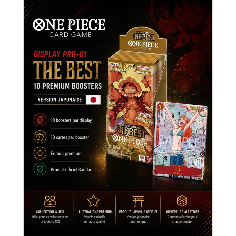Display One Piece Card Game – THE BEST PRB-01 – 10 Premium Boosters – Japonais