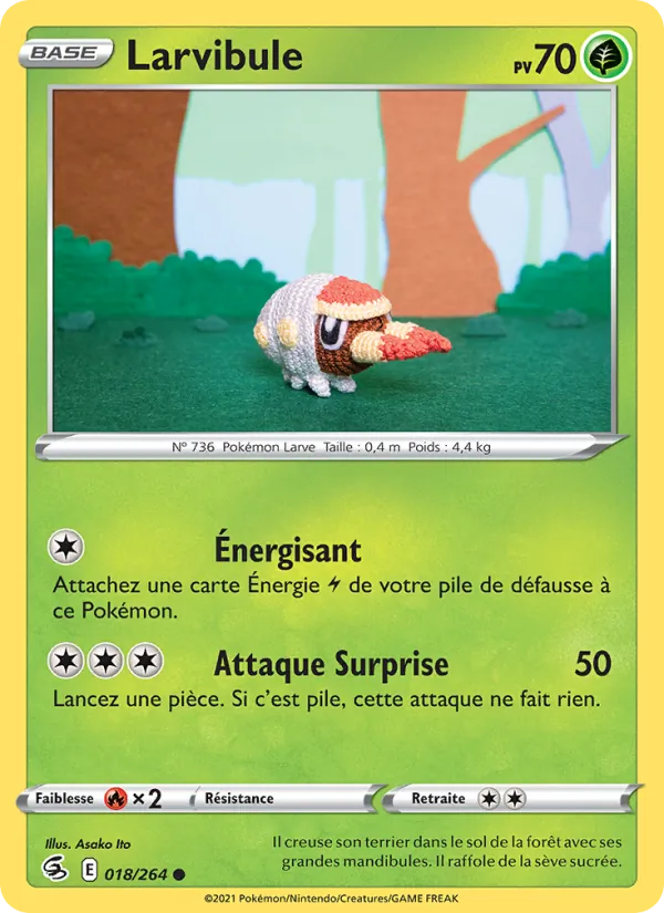 Larvibule 18/264 — EB08 - Poing de Fusion — Carte Pokémon française