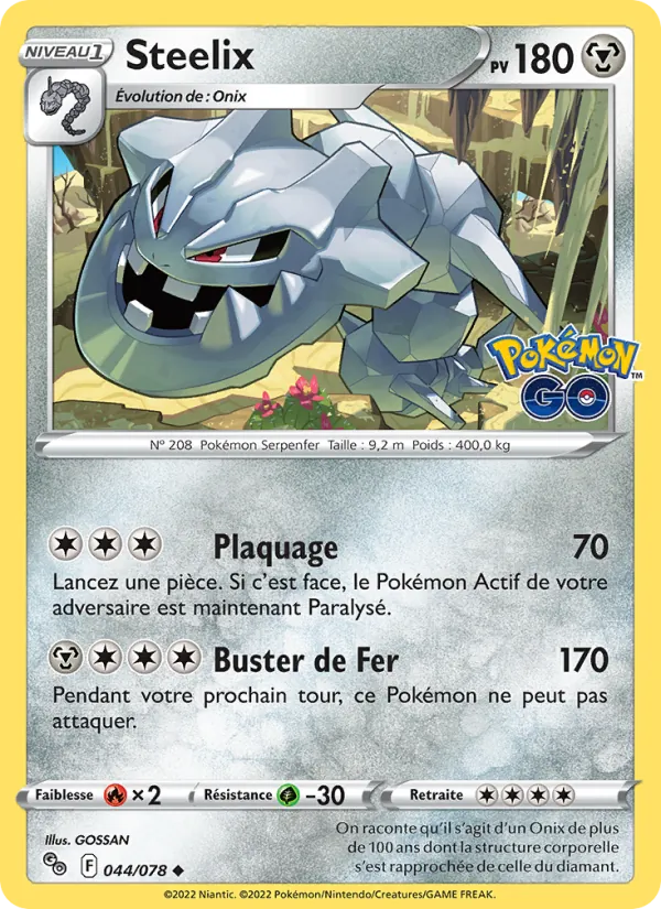 Steelix 44/78 — EB10.5 Pokemon GO — Carte Pokémon française