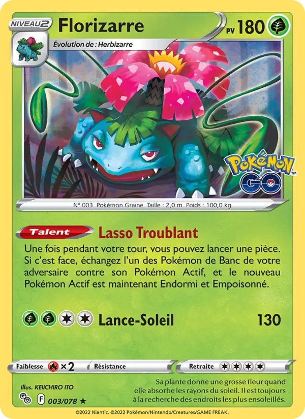 Florizarre 3/78 — EB10.5 Pokemon GO — Carte Pokémon française
