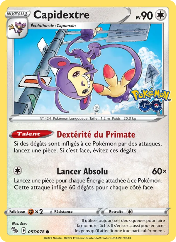 Capidextre 57/78 — EB10.5 Pokemon GO — Carte Pokémon française