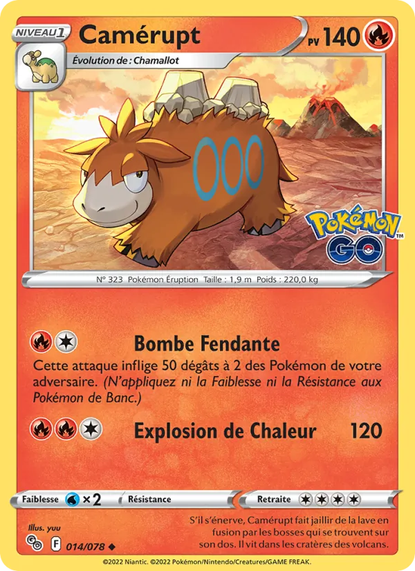 Camérupt 14/78 — EB10.5 Pokemon GO — Carte Pokémon française